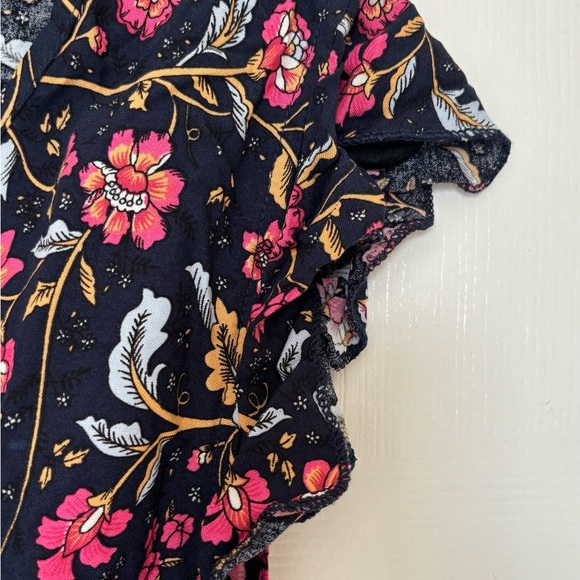 NWT Flutter Short Sleeve Boho Floral Maxi Dress Handkerchief Hem Size S - Picture 6 of 8